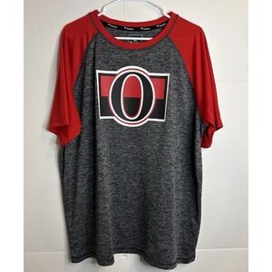 The Ottawa Senators 2XL Mens Raglan Style T-shirt Gray With Red‎ Sleeves